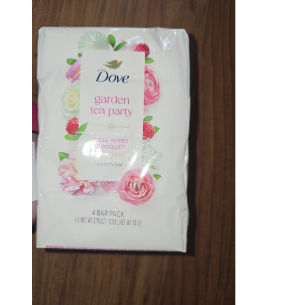 Dove Garden Tea Party Rose Berry Bouquet Bar Soap 4 Pack Limited Edition NEW